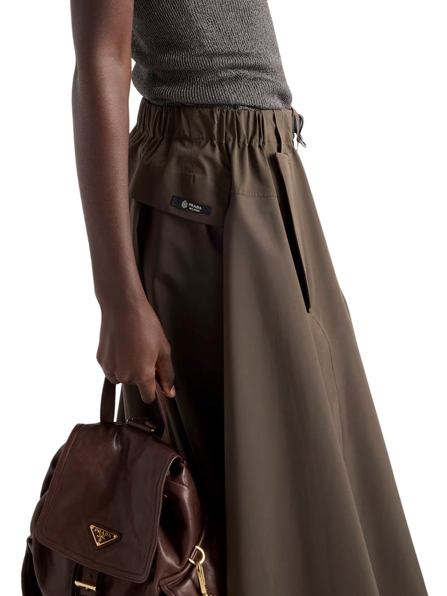 Prada WIDE SKIRT IN TECHNICAL CANVAS, view 5