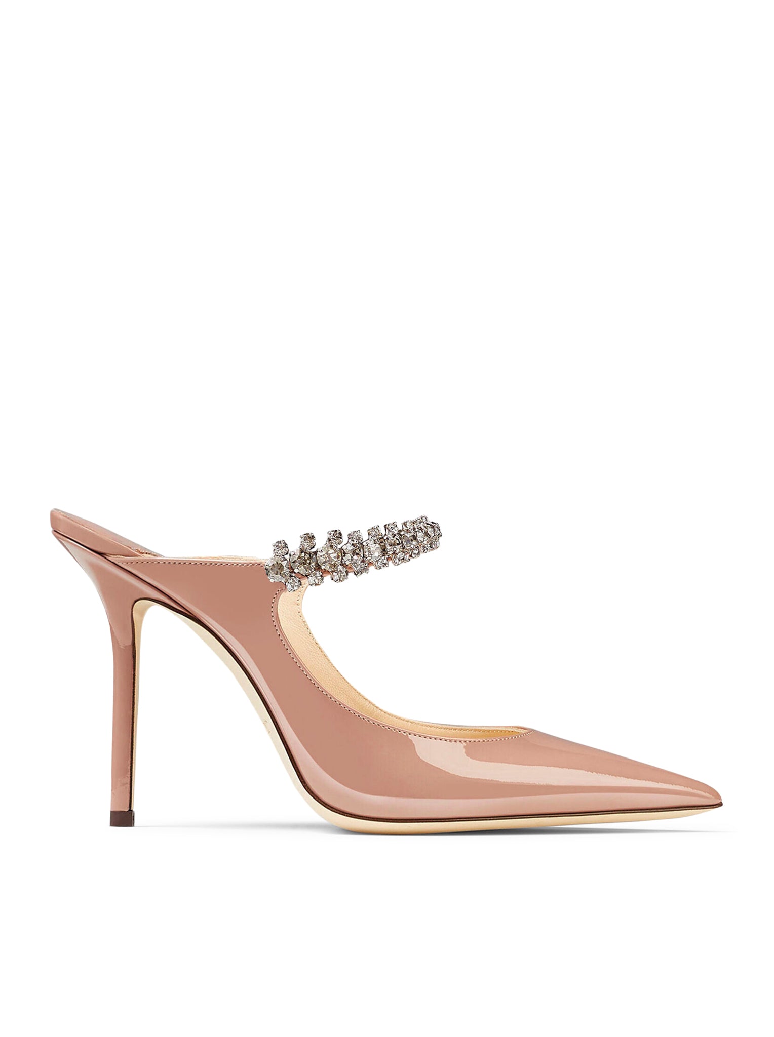 Jimmy Choo BING 100 BLACK PATENT LEATHER CLOG WITH CRYSTAL STRAP