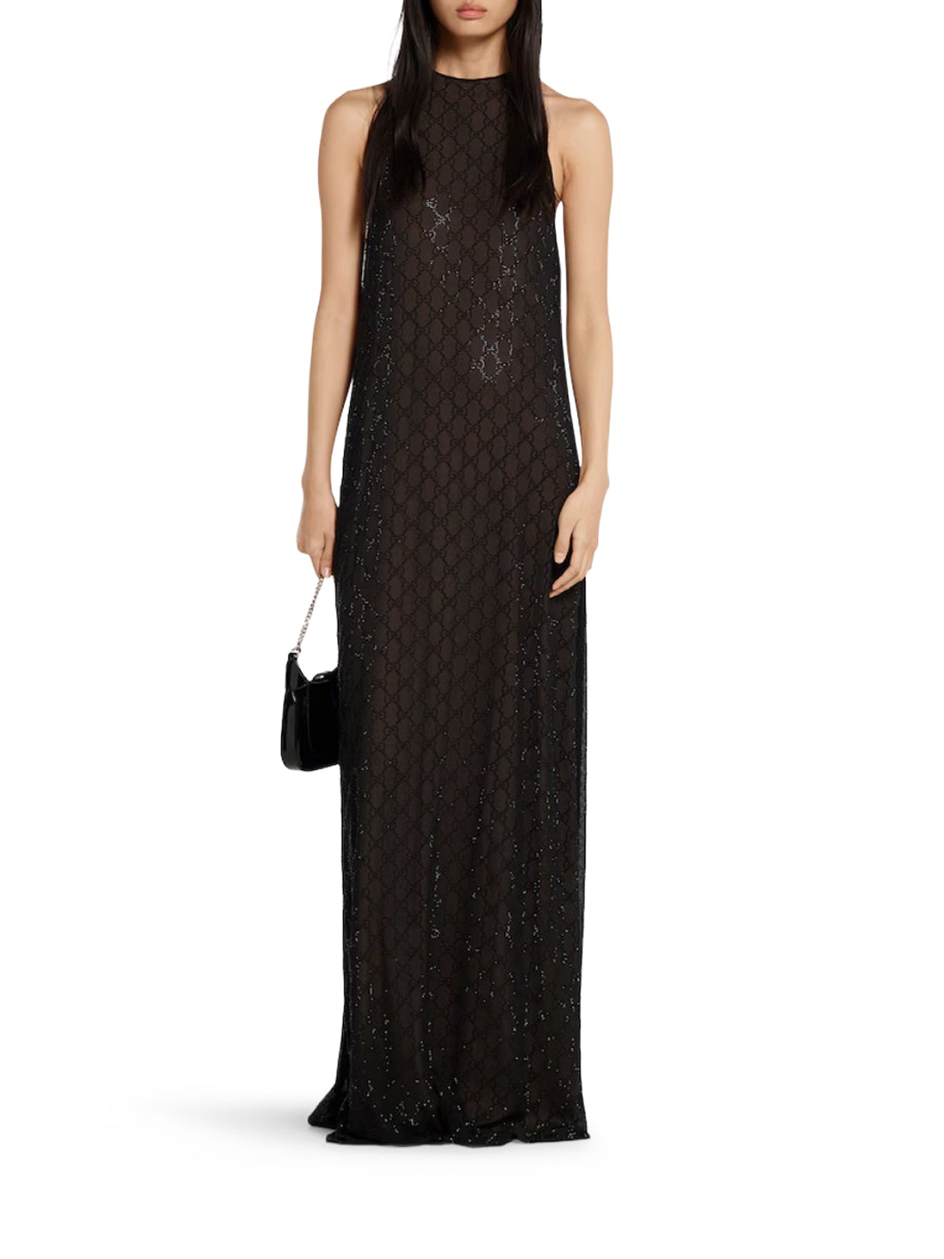 Gucci SILK GEORGETTE DRESS WITH "GG" MONOGRAM, view 2
