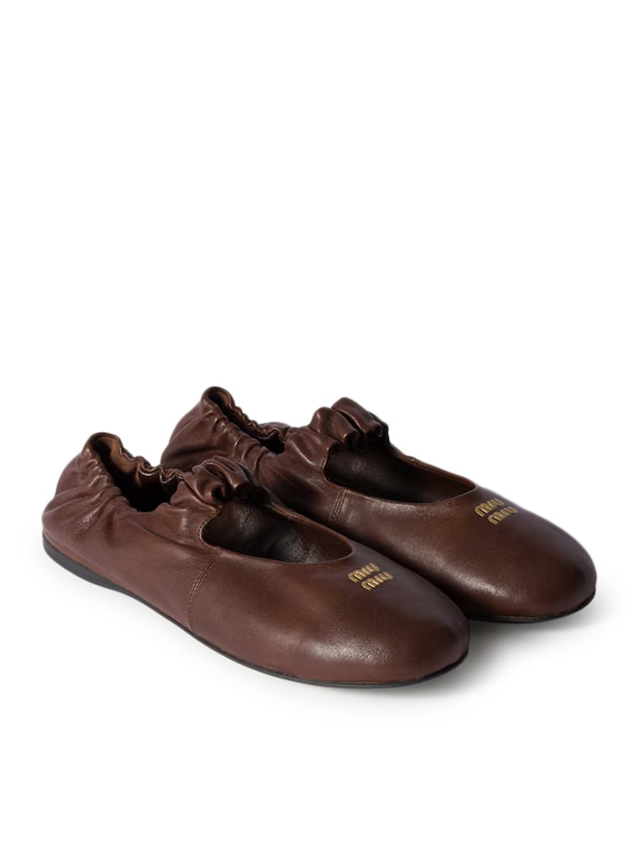 Miu Miu NAPPA RUCHED BALLET FLATS, view 2