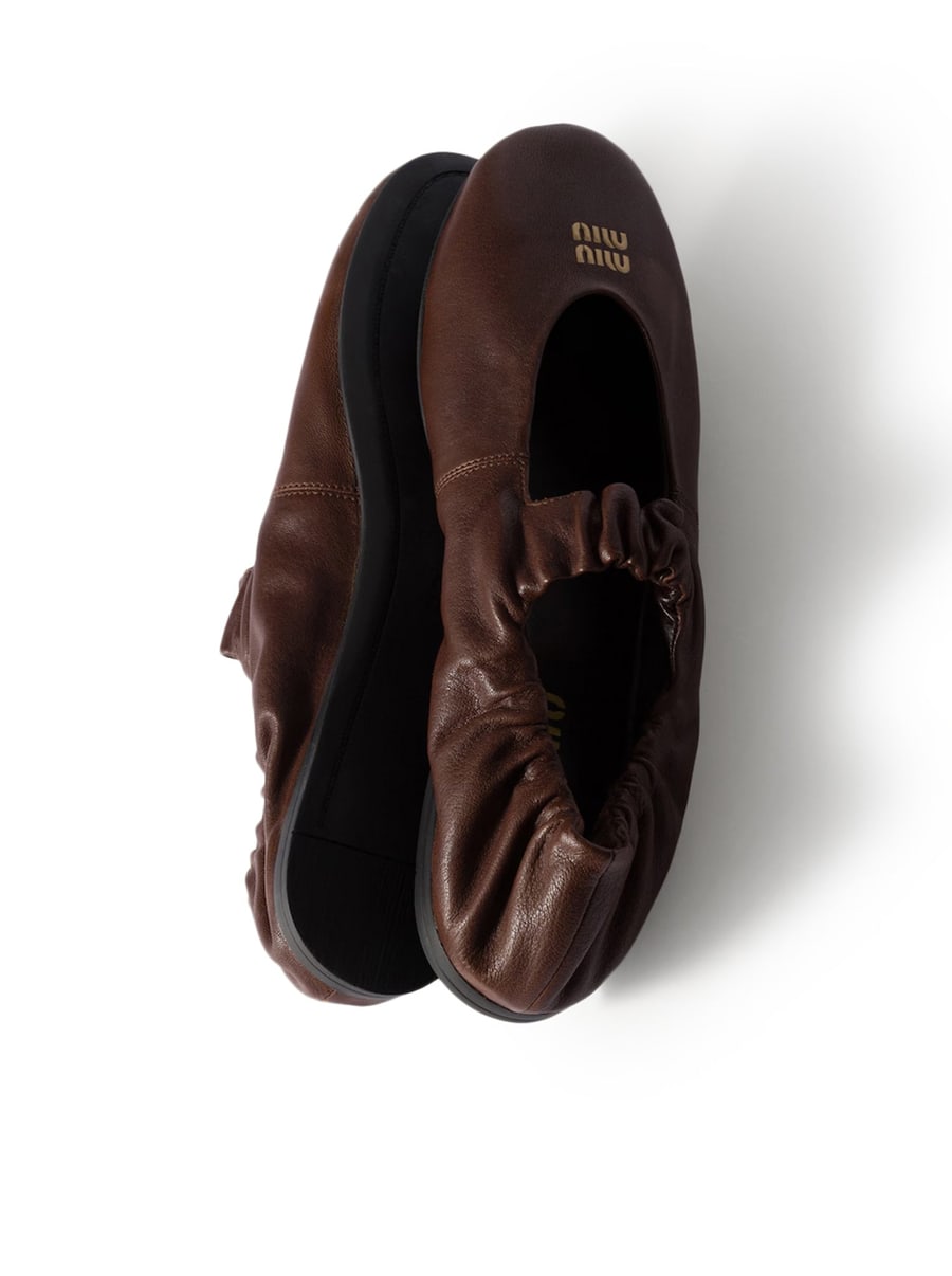 Miu Miu NAPPA RUCHED BALLET FLATS, view 3