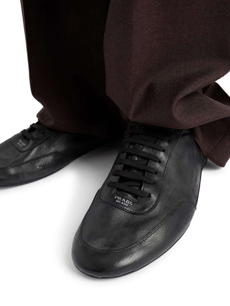 Prada COLLAPSE LEATHER SNEAKERS, view 2