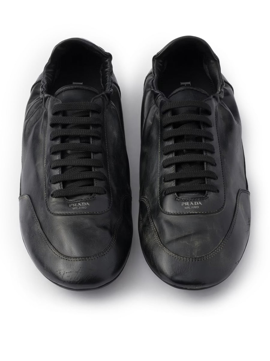 Prada COLLAPSE LEATHER SNEAKERS, view 4