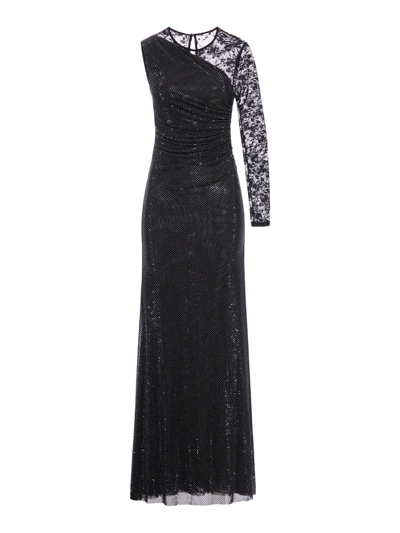 self-portrait DRESS WITH RHINESTONE AND LACE SLEEVES