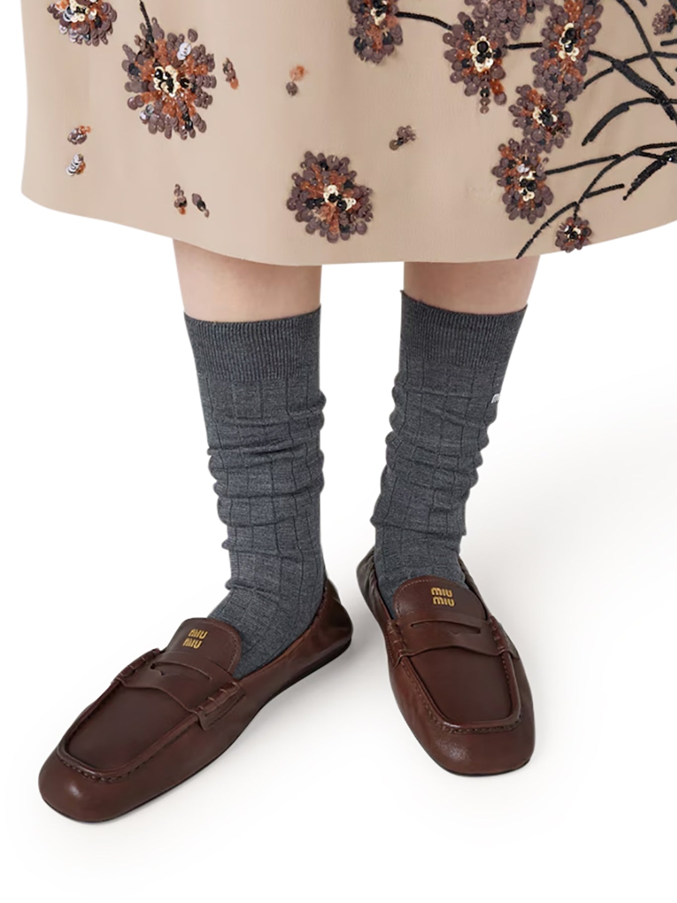 Miu Miu NAPPA LEATHER RUFFLED LOAFERS, view 2