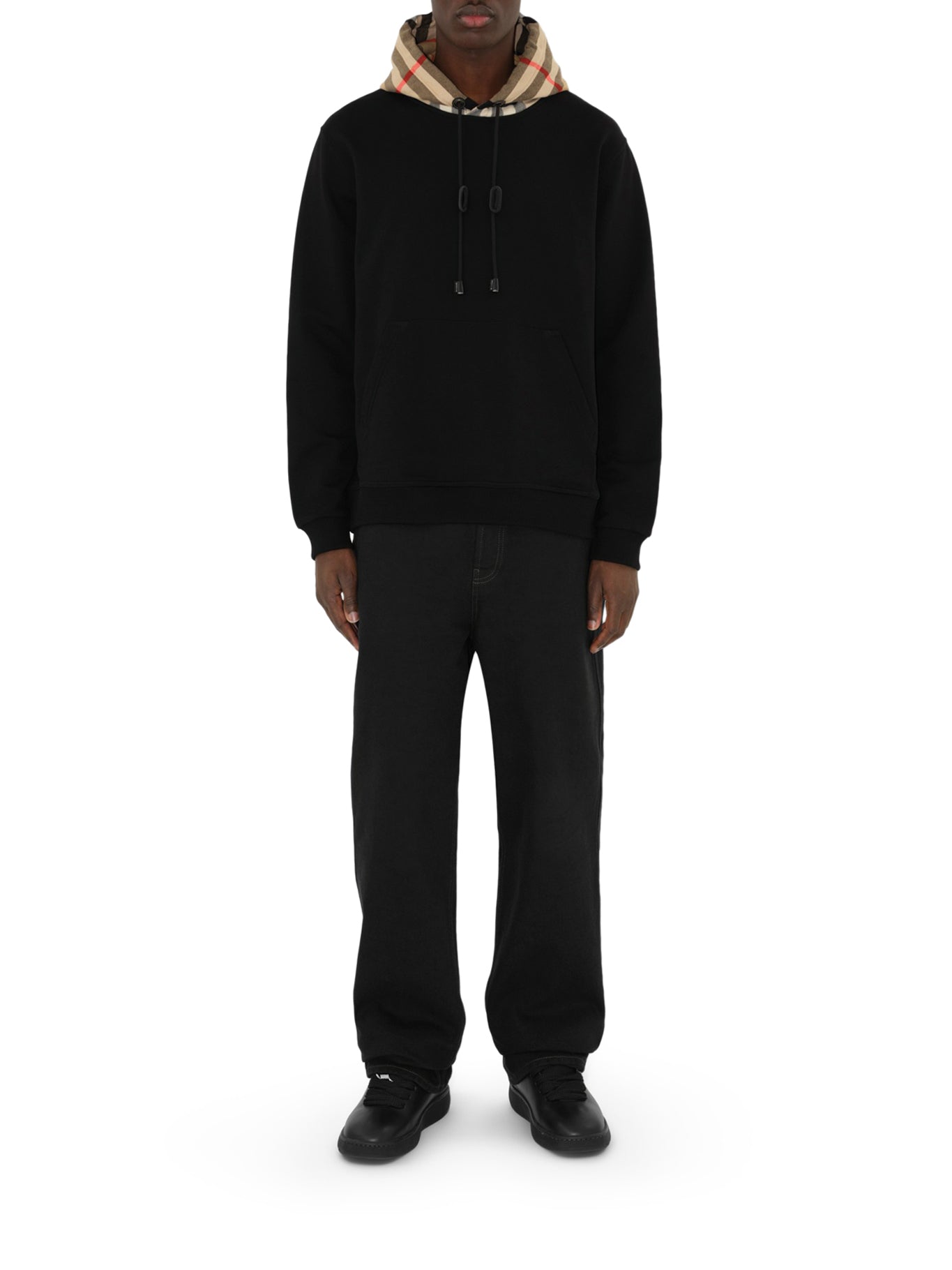Burberry CHECK HOODED COTTON SWEATSHIRT, view 2