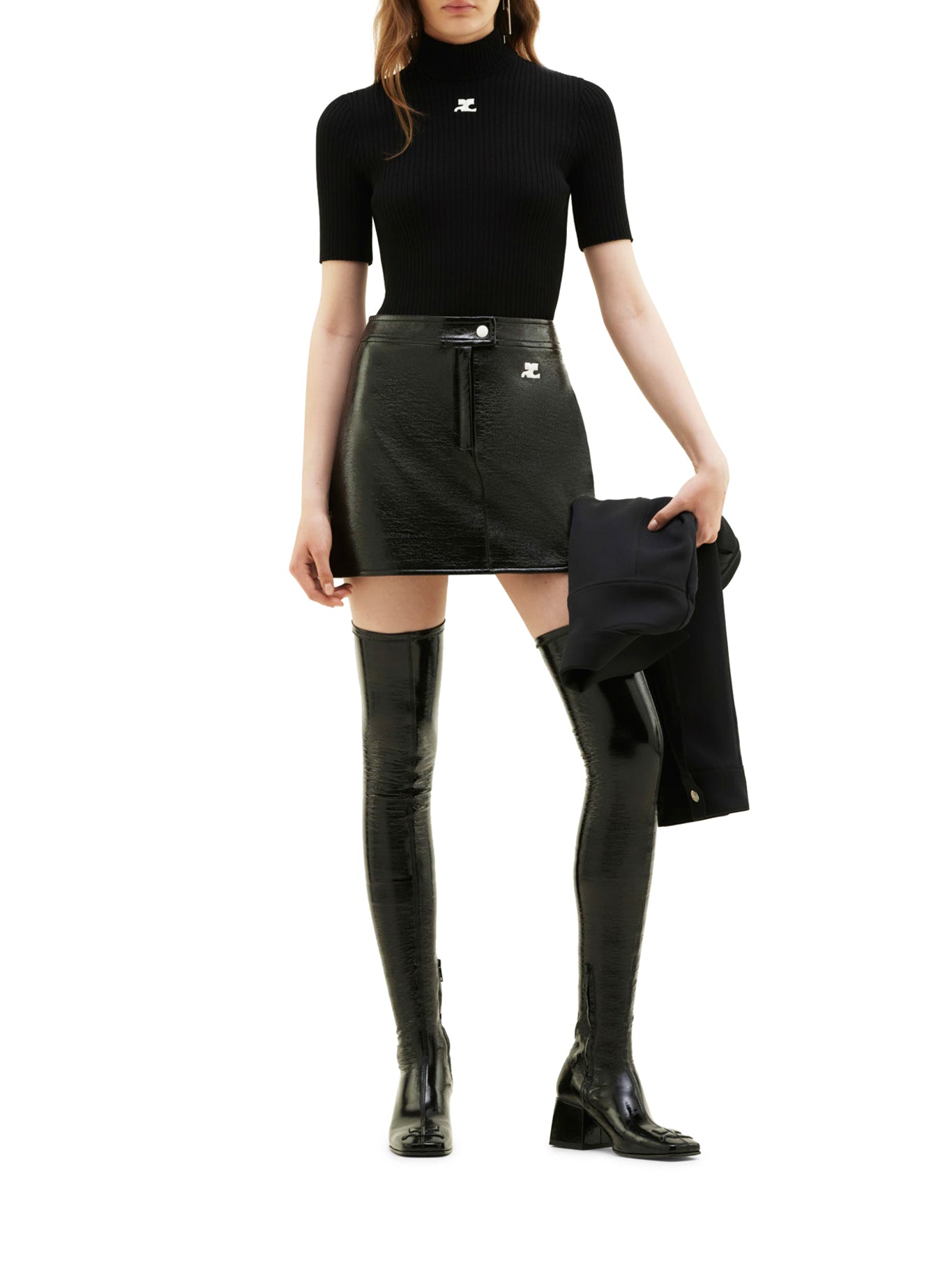 Courreges REEDITION SHORT SLEEVES RIB KNIT SWEATER, view 2