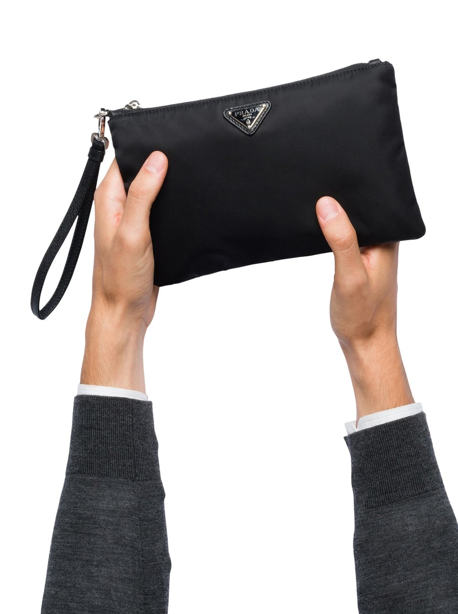 Prada RE-NYLON AND SAFFIANO POUCH, view 2