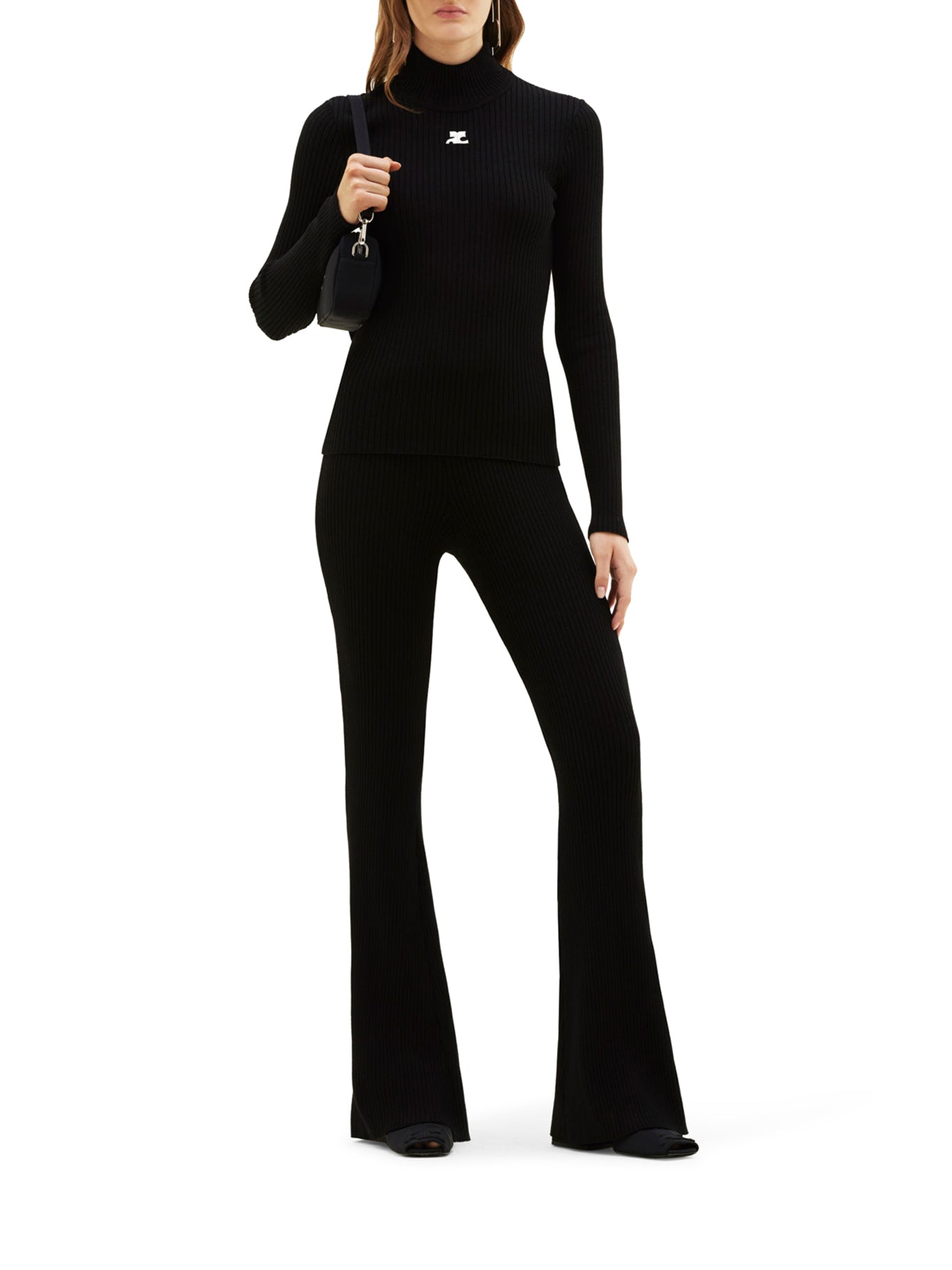 Courreges REEDITION RIB KNIT MOCKNECK SWEATER, view 2