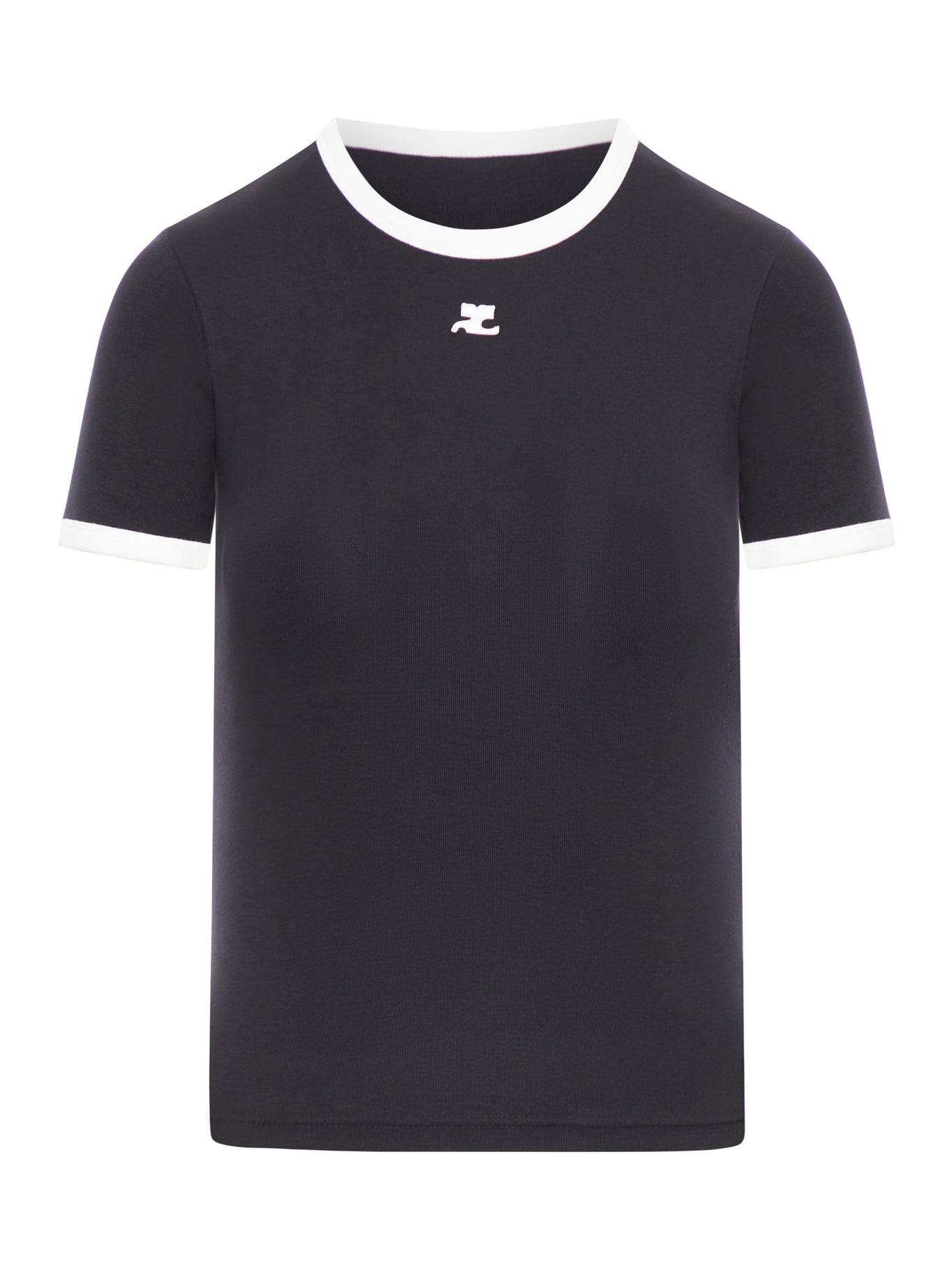 Courreges COTTON T SHIRT WITH CONTRASTING PROFILES