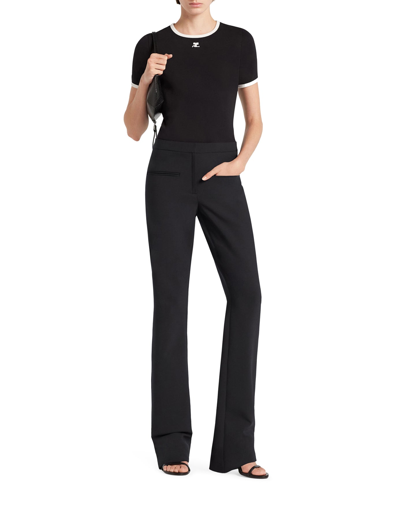 Courreges COTTON T SHIRT WITH CONTRASTING PROFILES, view 2