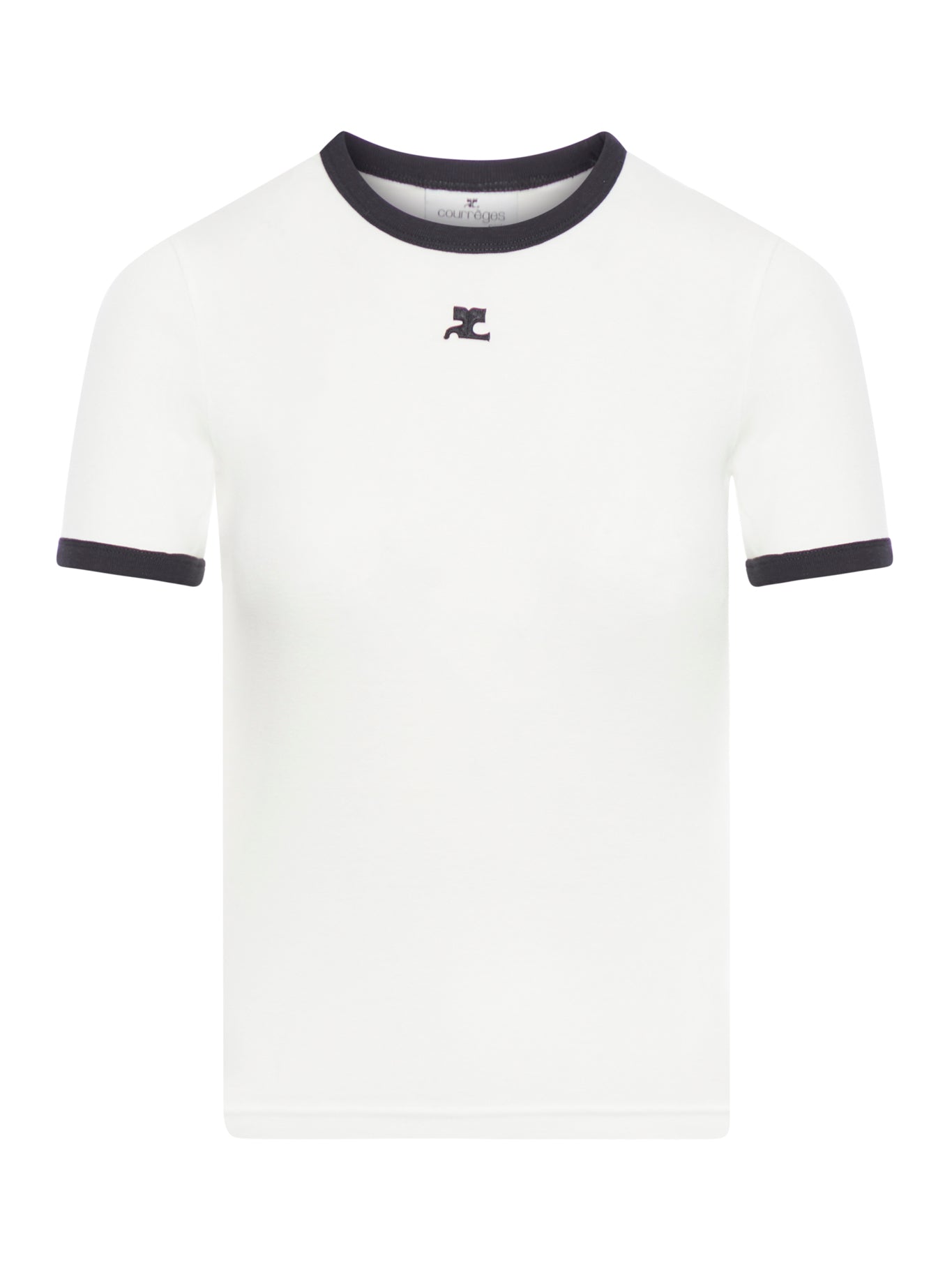 Courreges COTTON T SHIRT WITH CONTRASTING PROFILES