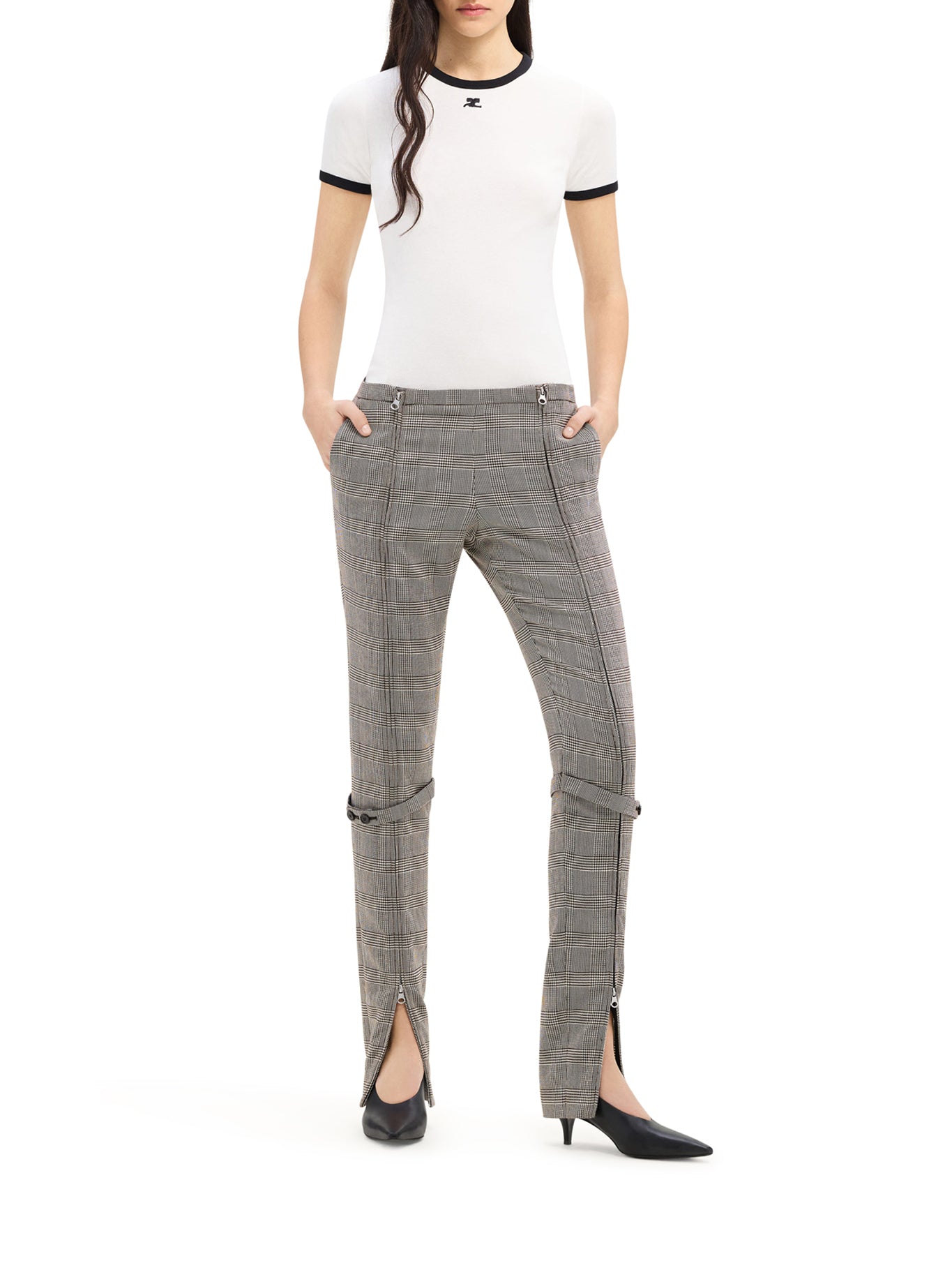 Courreges COTTON T SHIRT WITH CONTRASTING PROFILES, view 2