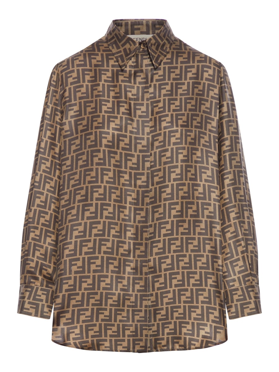 Fendi FF BROWN SILK SHIRT