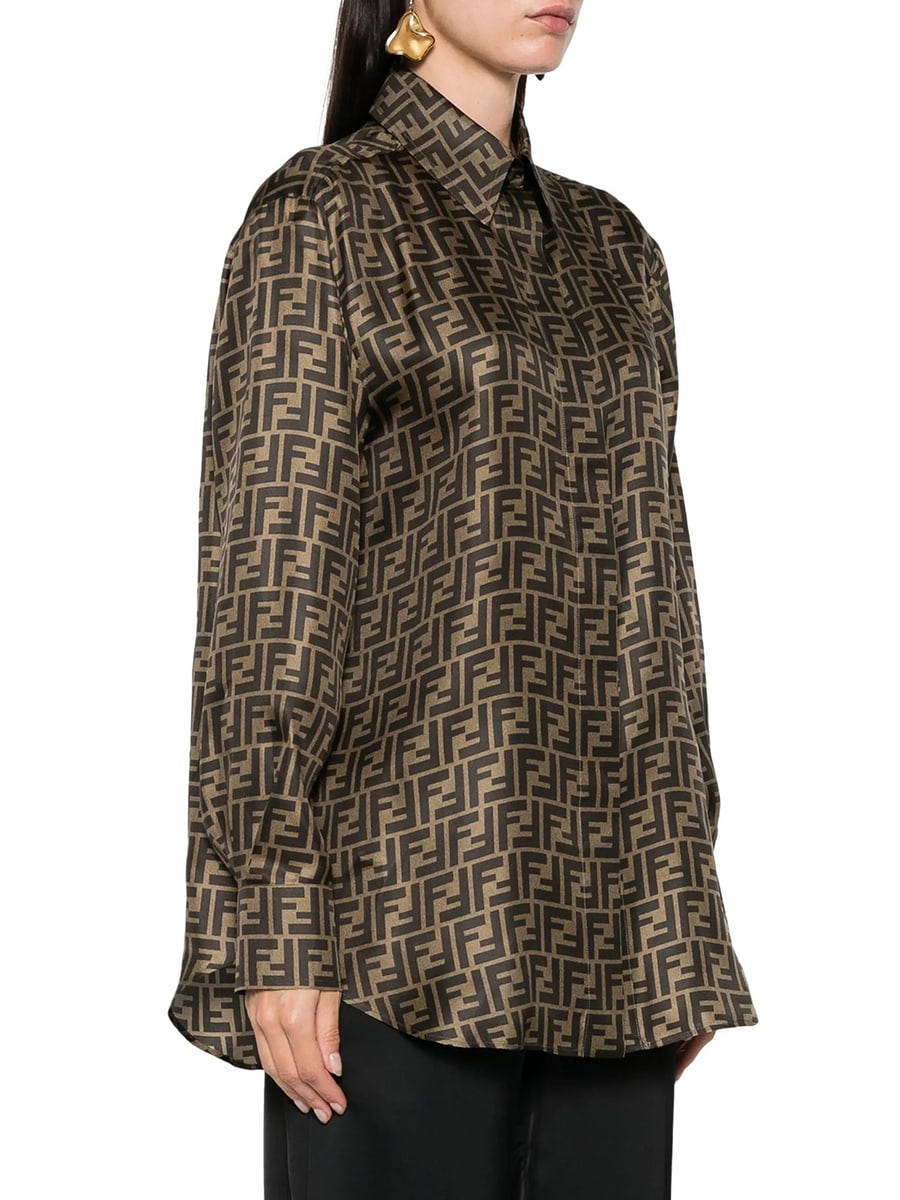 Fendi FF BROWN SILK SHIRT, view 3