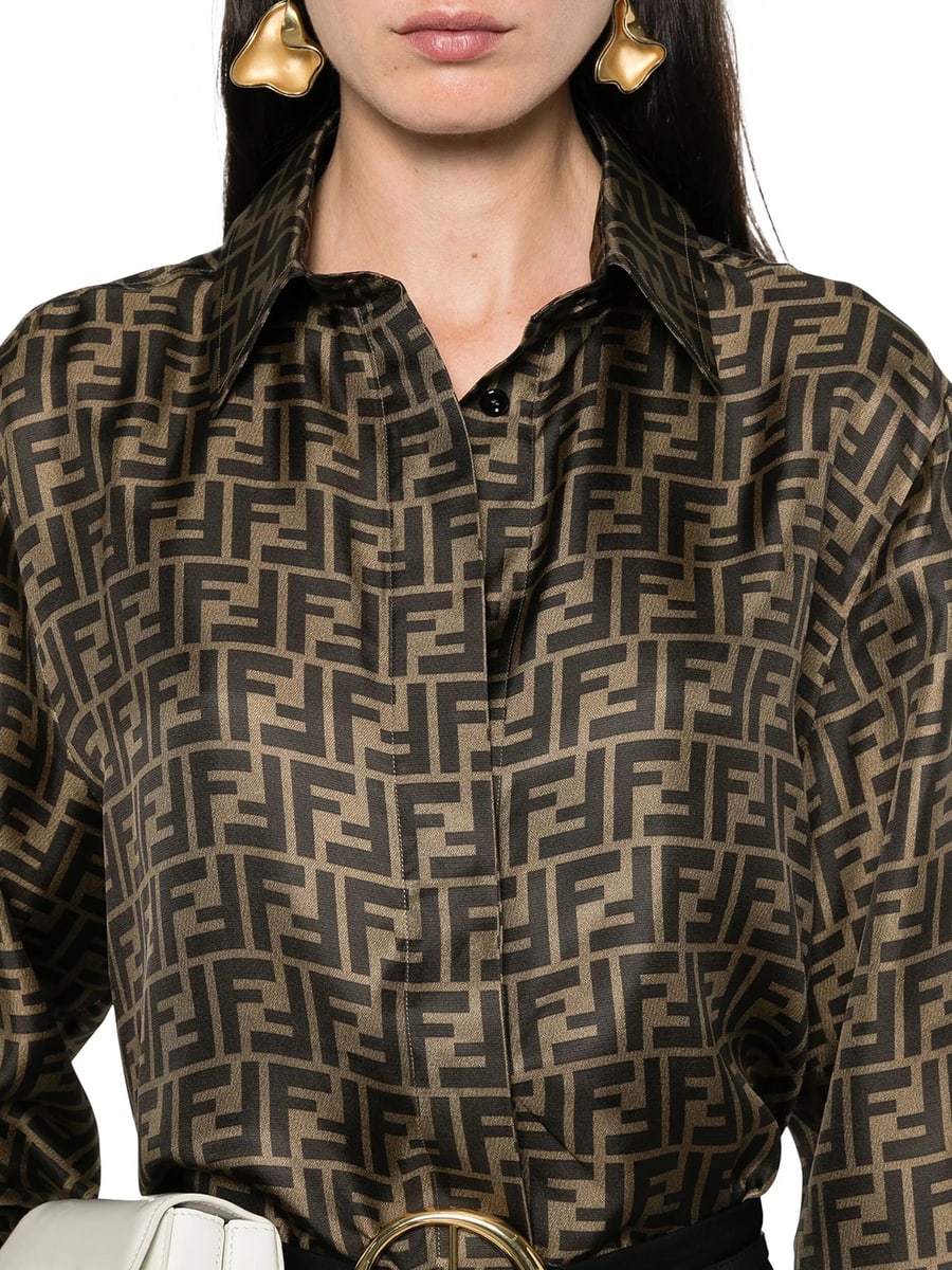Fendi FF BROWN SILK SHIRT, view 5