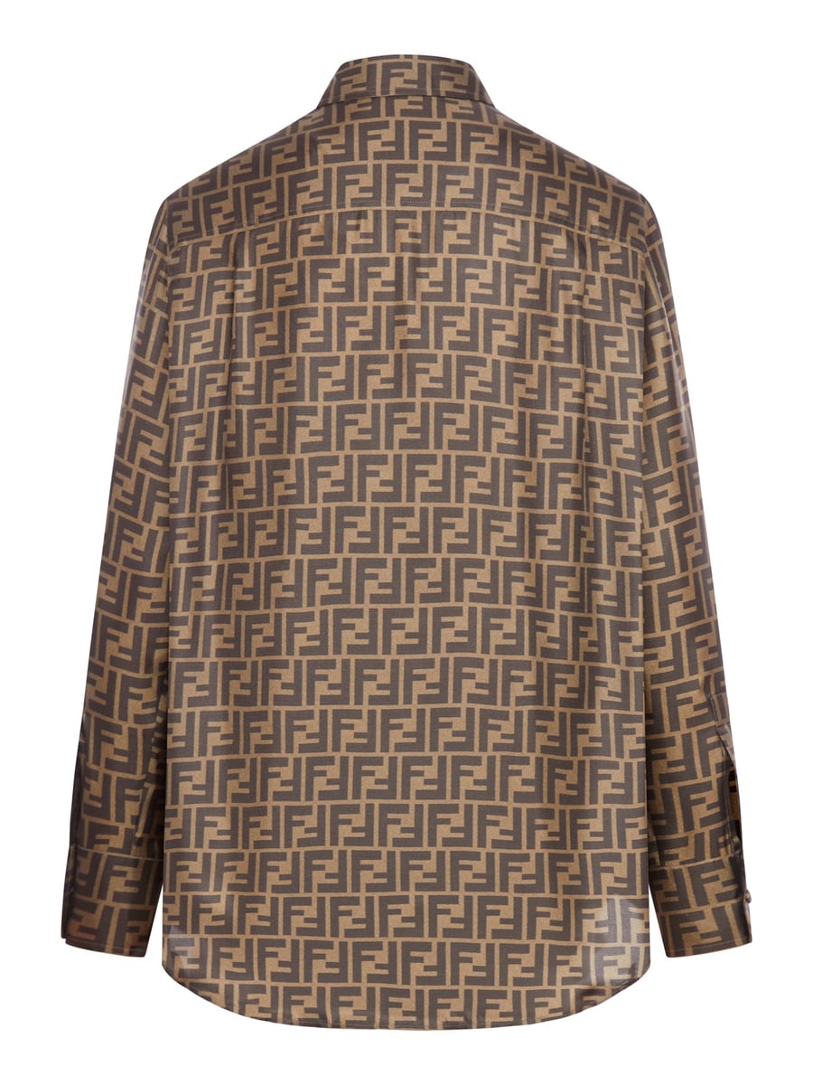 Fendi FF BROWN SILK SHIRT, view 6