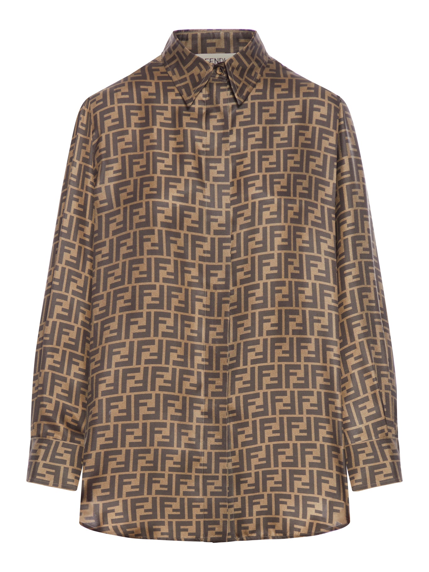 Fendi FF BROWN SILK SHIRT