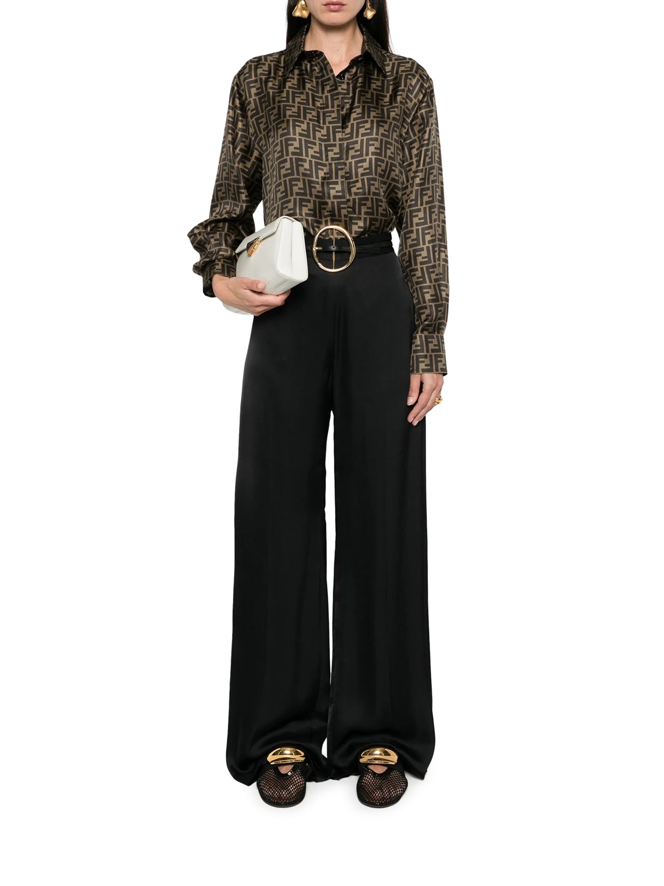 Fendi FF BROWN SILK SHIRT, view 2