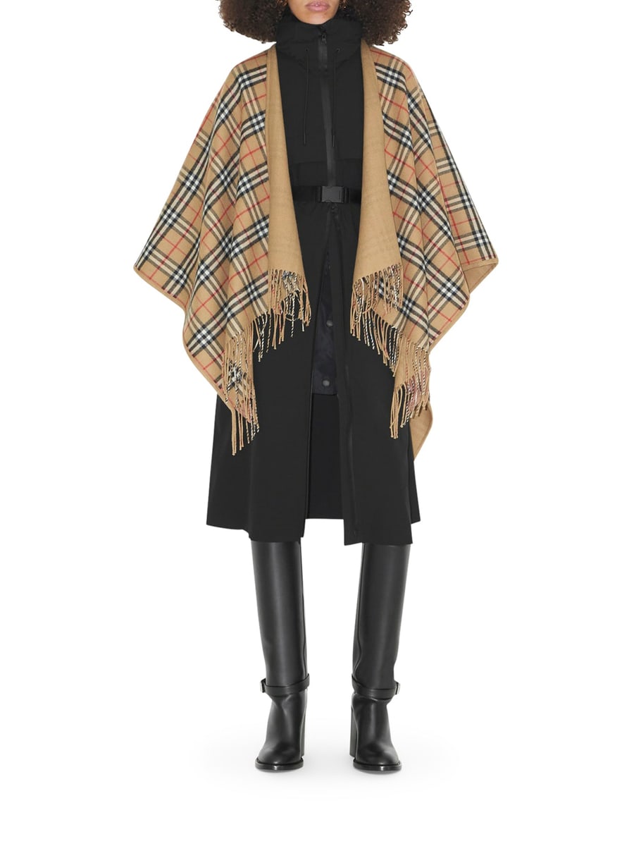 Burberry REVERSIBLE CHECK WOOL CAPE, view 2
