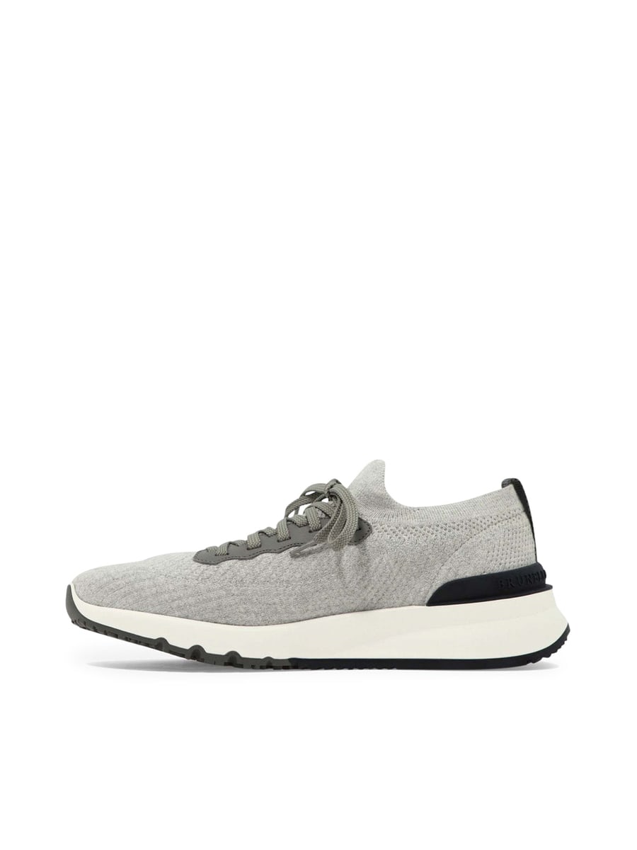 Brunello Cucinelli KNITTED LOW TOP SNEAKERS, view 3