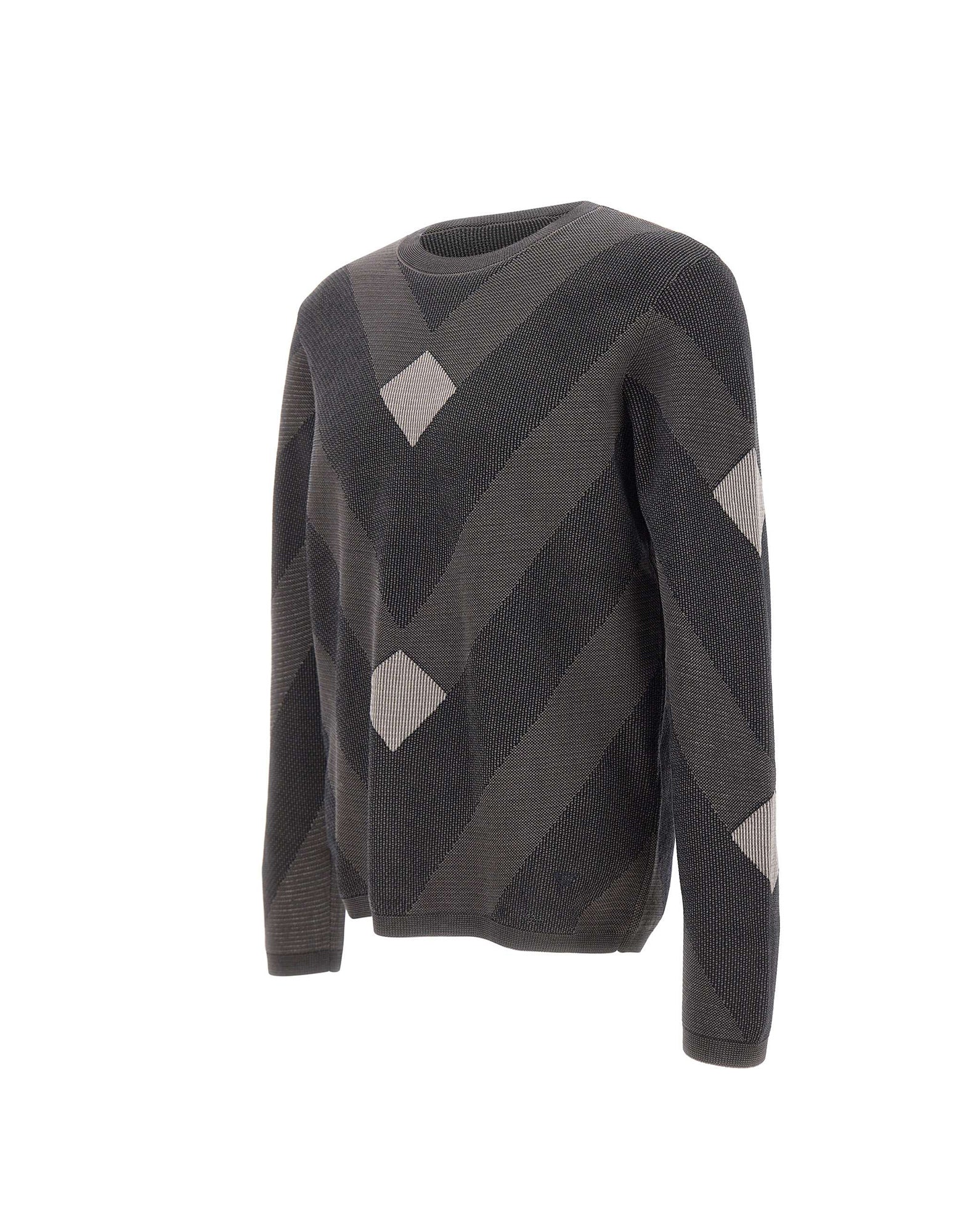 Emporio Armani Maglia in cotone con fantasia jacquard, view 2
