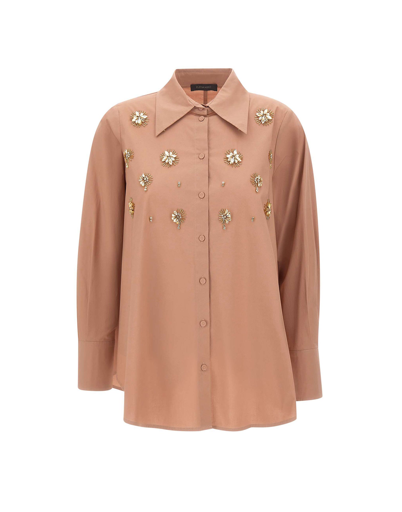 ELENA MIRO' Camicia in cotone con ricamo gioiello