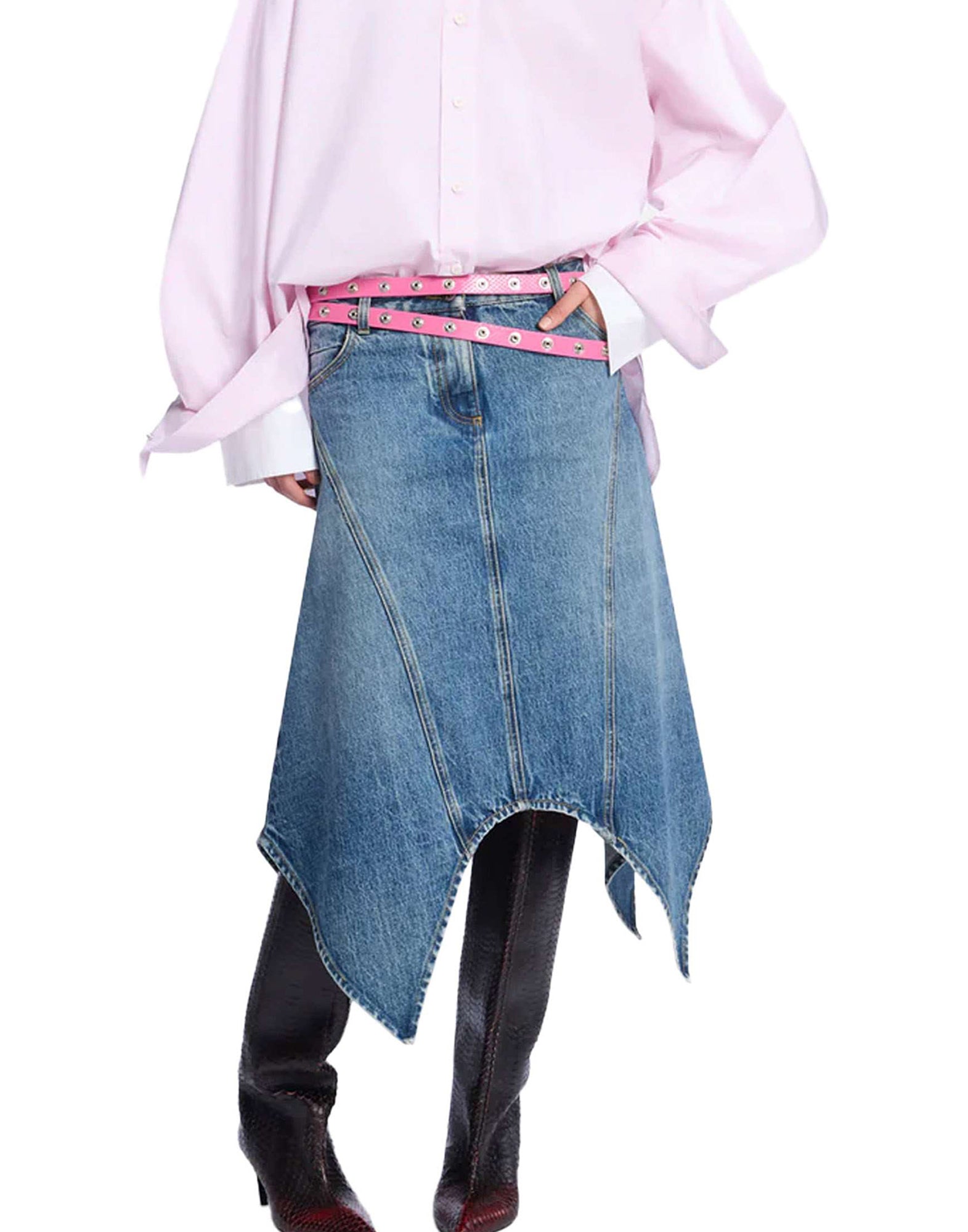 The Attico Gonna midi in denim, view 2
