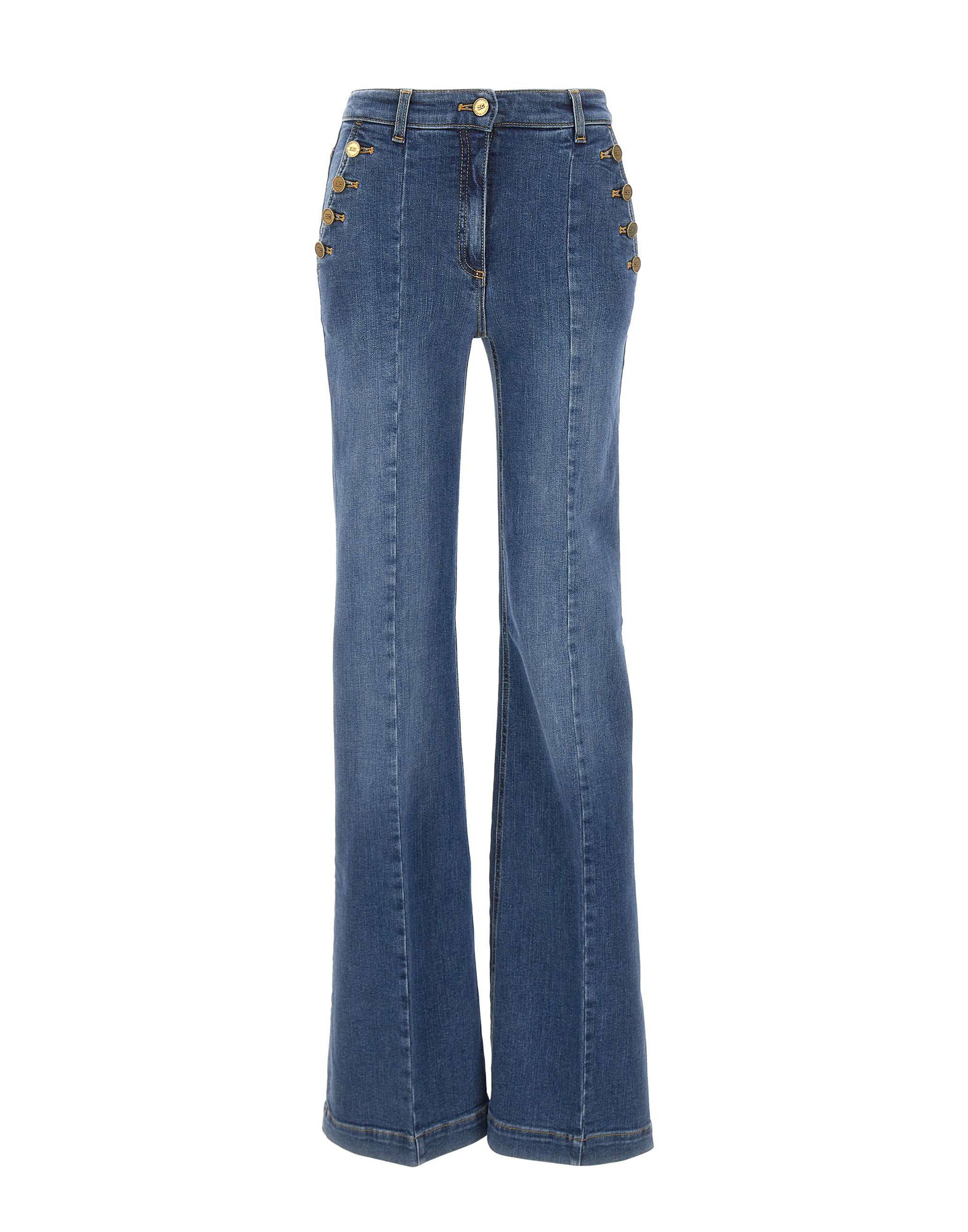 Elisabetta Franchi Jeans a zampa con bottoniera
