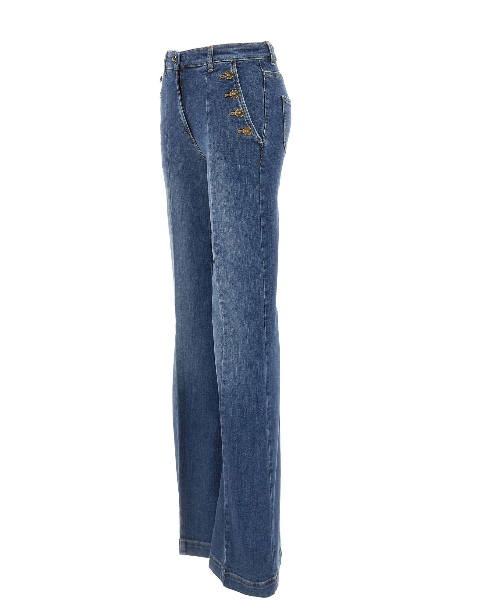 Elisabetta Franchi Jeans a zampa con bottoniera, view 2