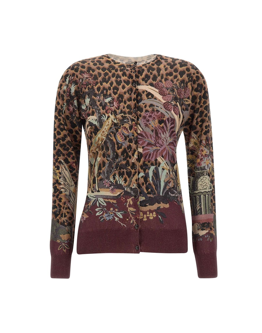Etro Cardigan in seta e Cashmere floreale