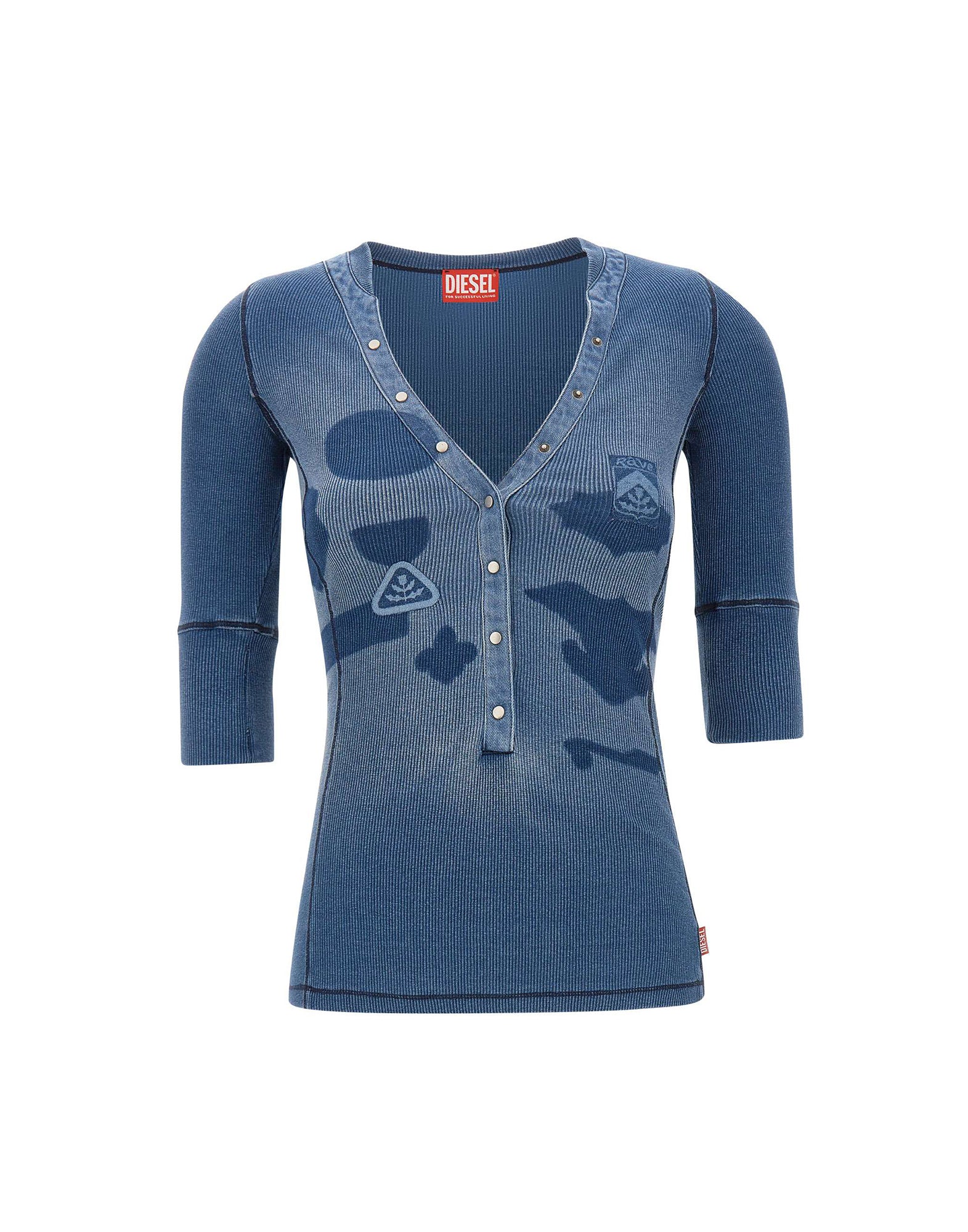 Diesel Top Henley con effetti shadow-patch