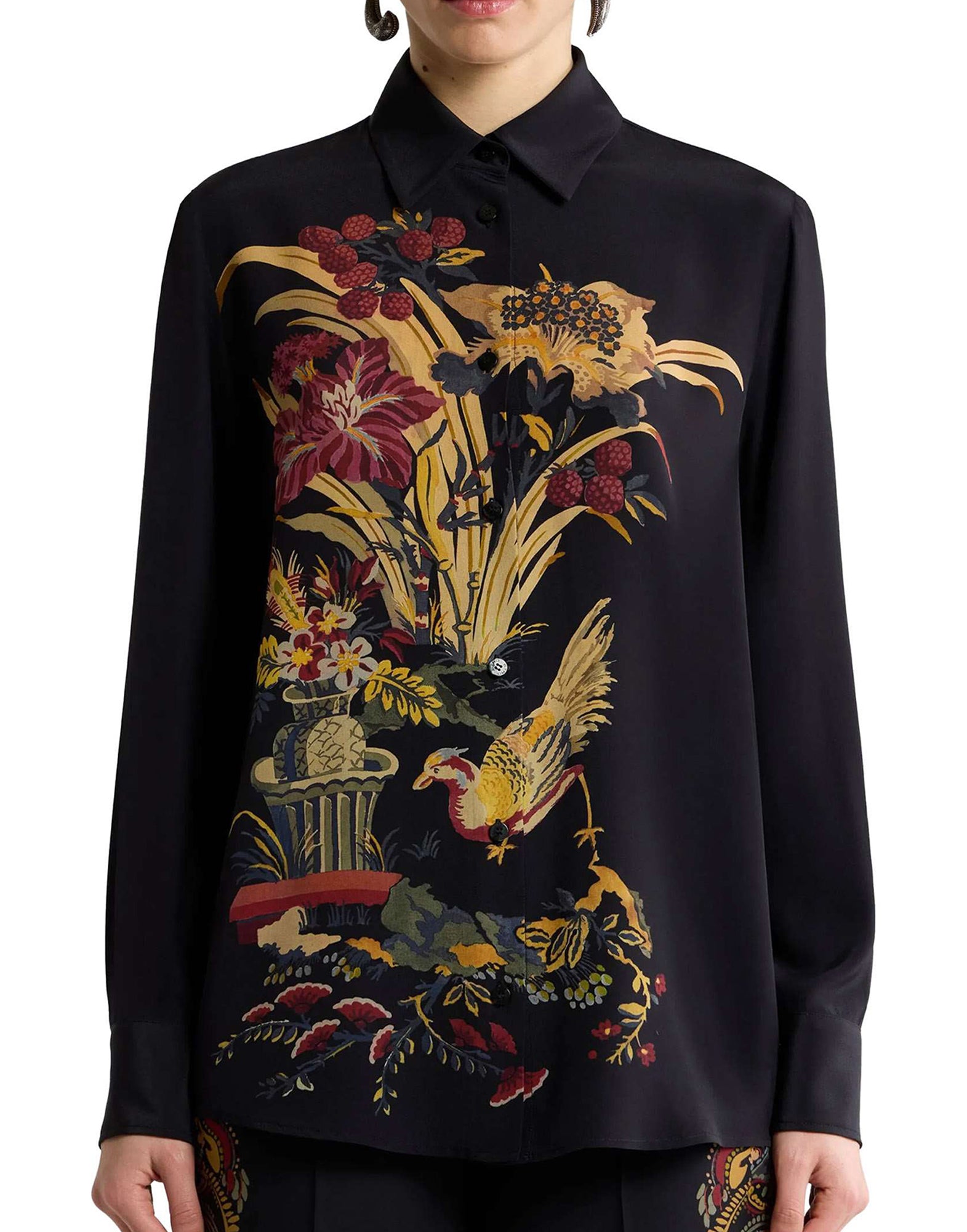 Etro Camicia in seta con stampa piazzata, view 2