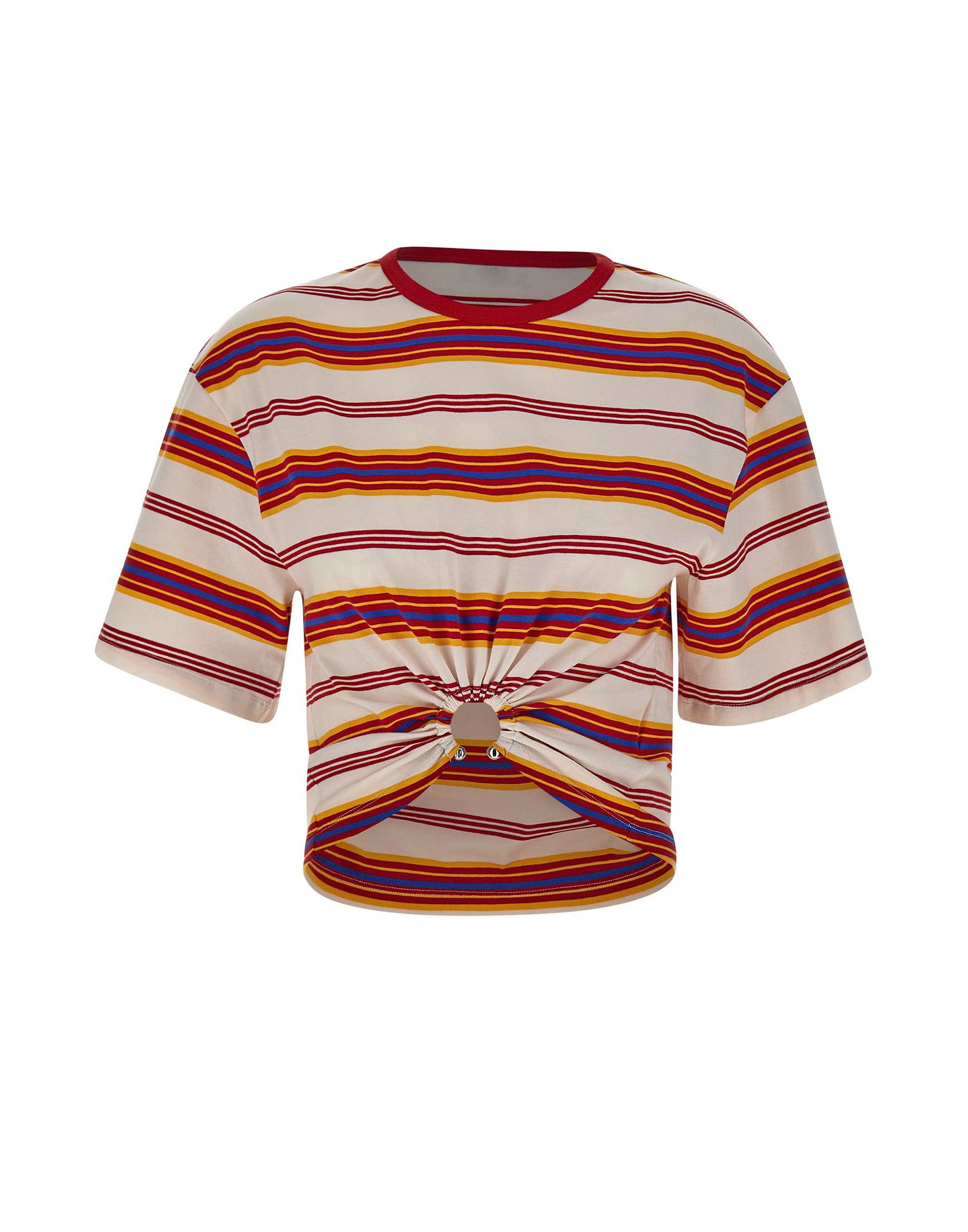 RABANNE T-shirt a righe con arricciatura