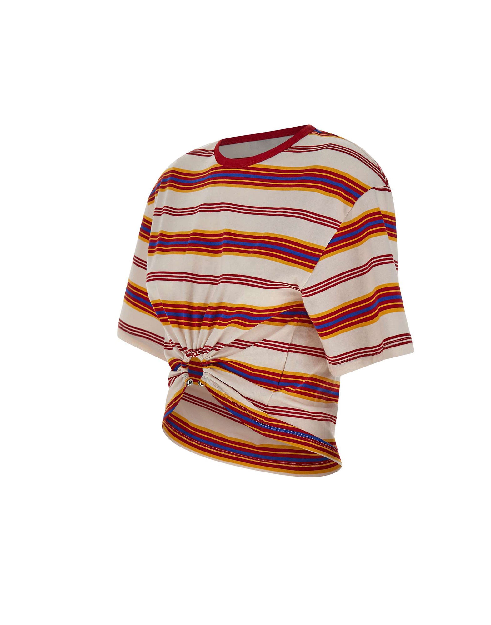 RABANNE T-shirt a righe con arricciatura, view 2