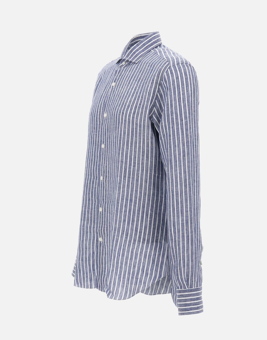 BARBA Camicia in lino a righe, view 2