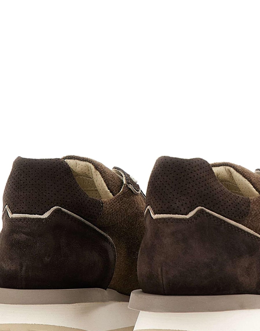 ELEVENTY Sneakers in pelle scamosciata e tessuto, view 5
