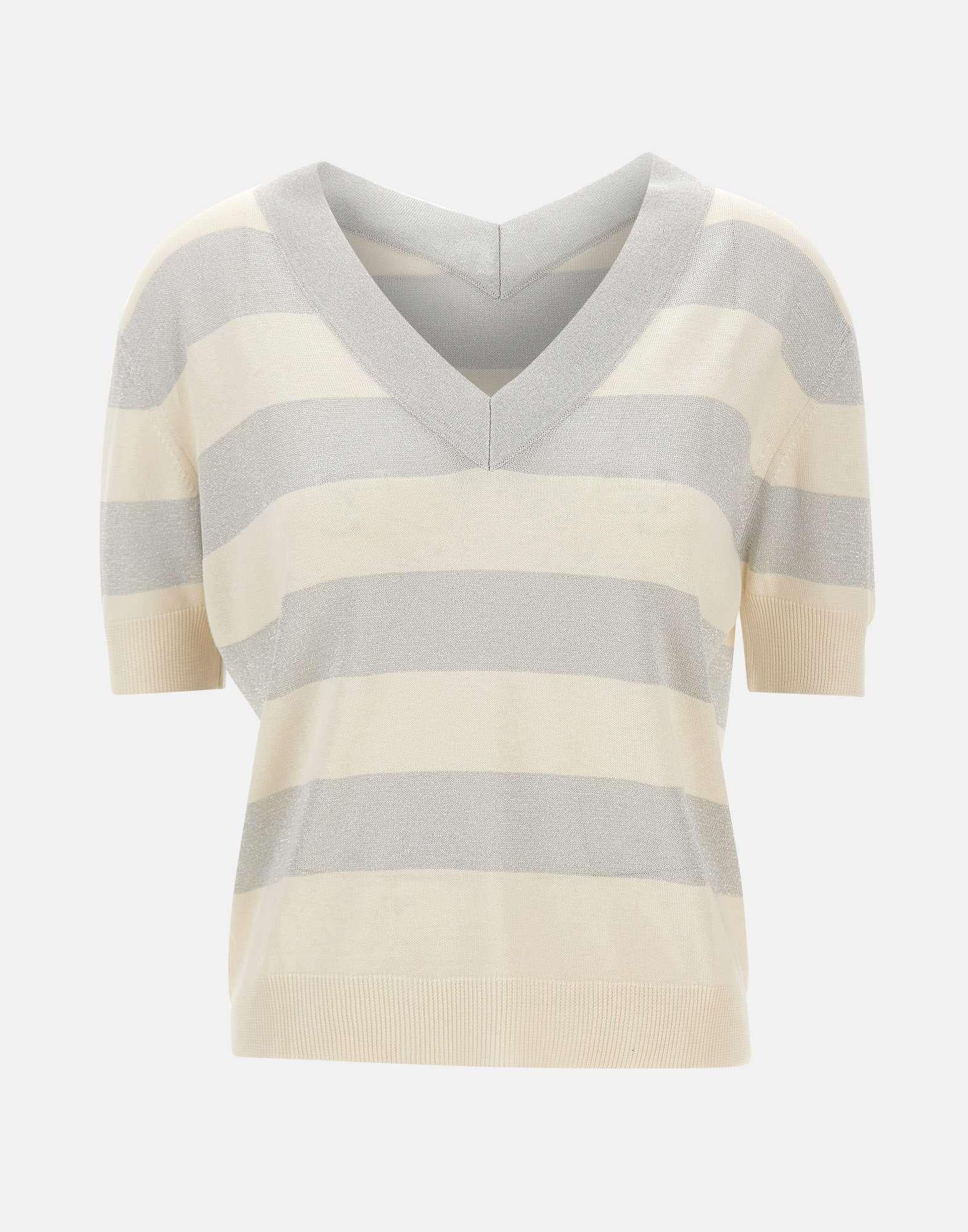GRAN SASSO Maglia a righe con scollo a V