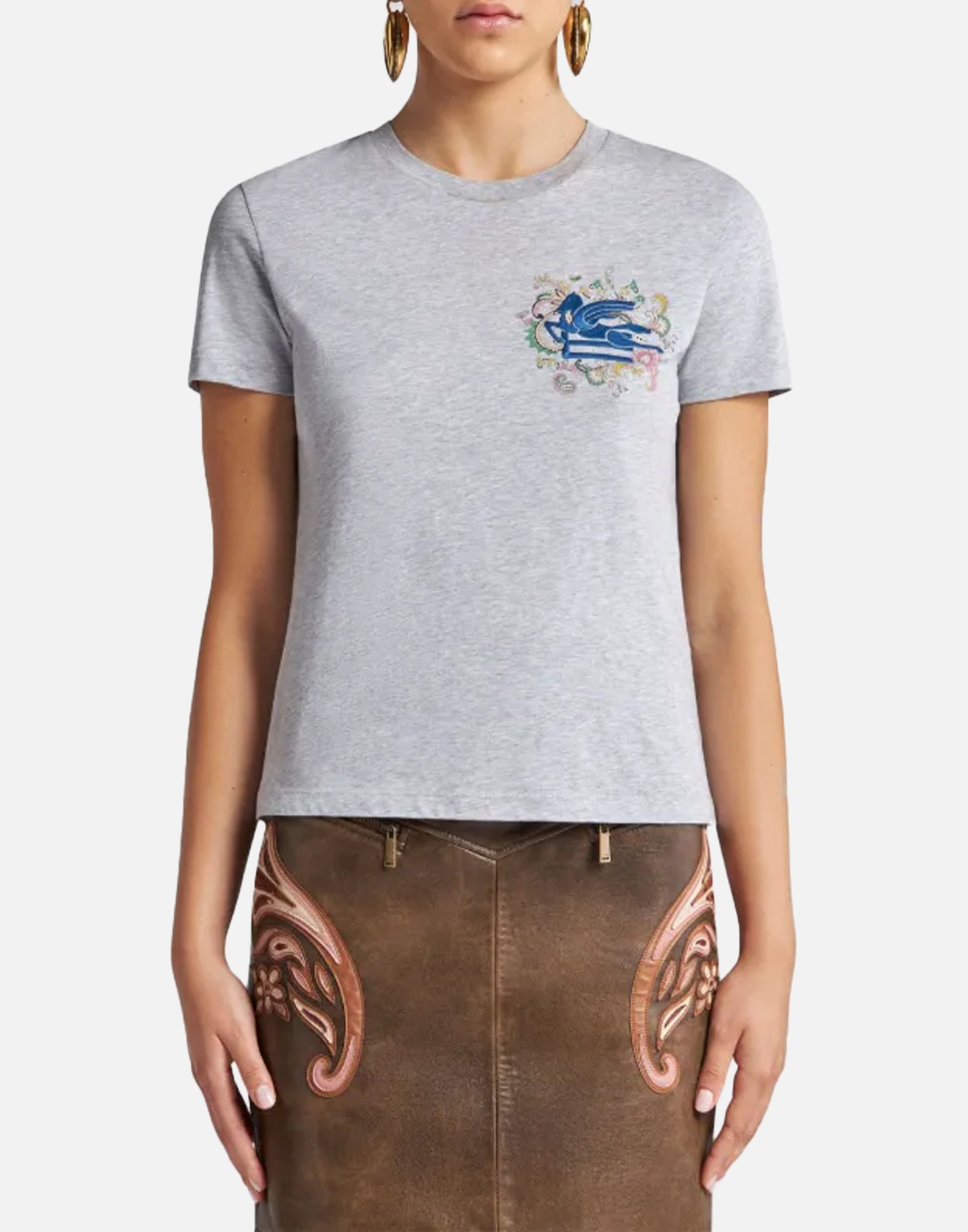 Etro T-shirt con ricamo e Pegaso, view 2