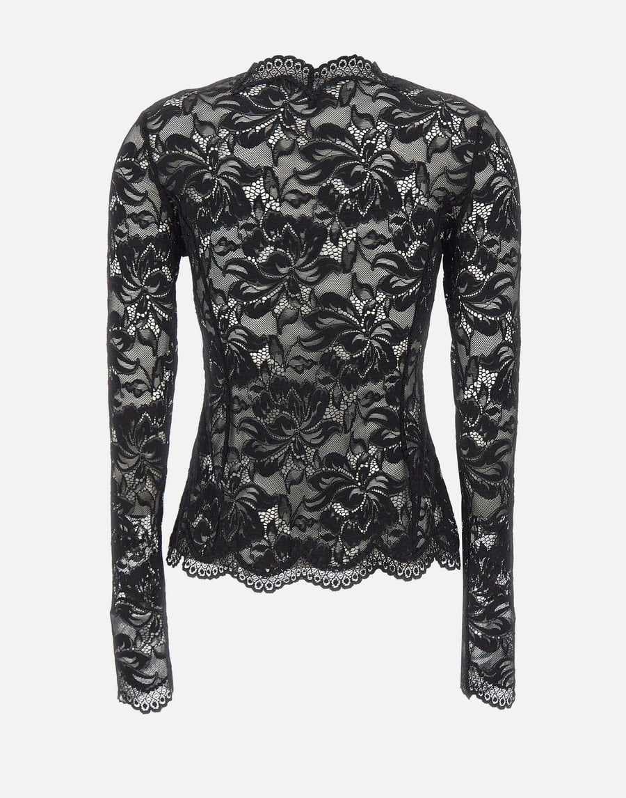RABANNE Top in pizzo a maniche lunghe cut-out, view 3