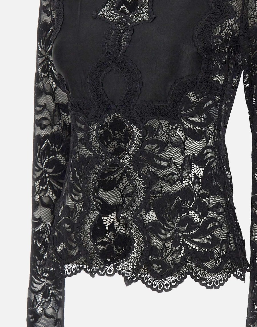 RABANNE Top in pizzo a maniche lunghe cut-out, view 4