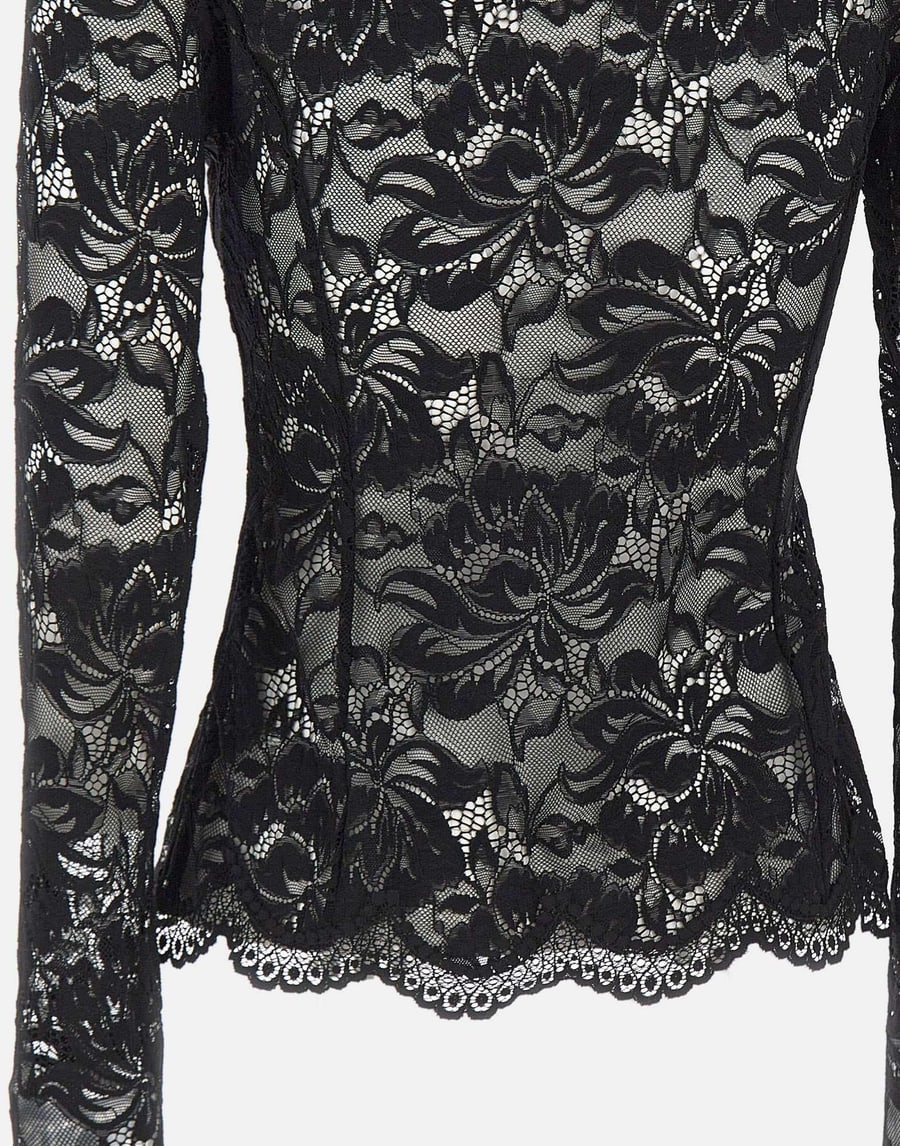 RABANNE Top in pizzo a maniche lunghe cut-out, view 5