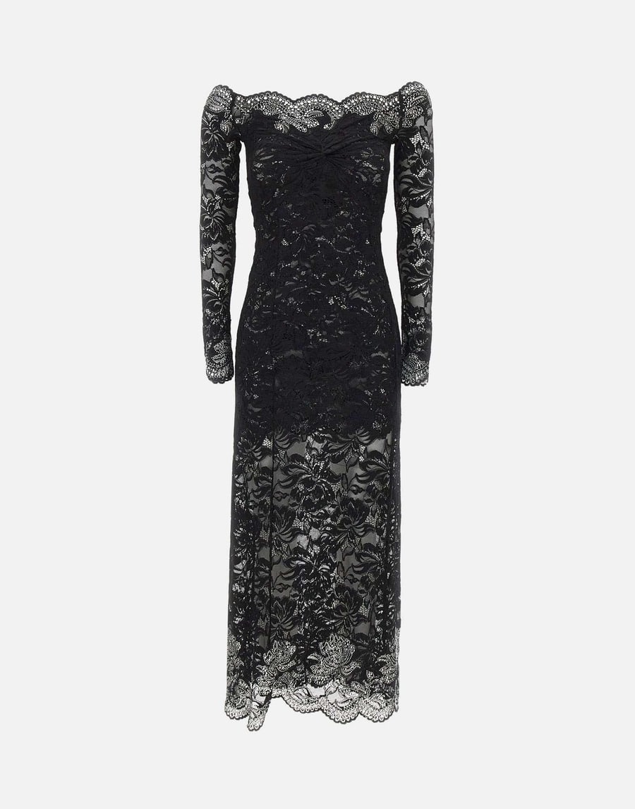 RABANNE Abito in pizzo con micro borchie