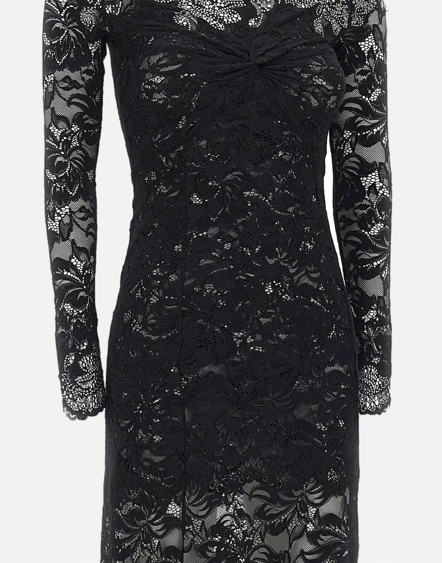 RABANNE Abito in pizzo con micro borchie, view 5