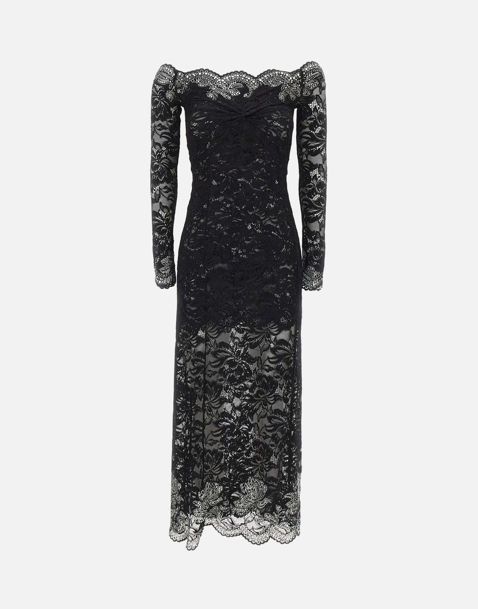 RABANNE Abito in pizzo con micro borchie