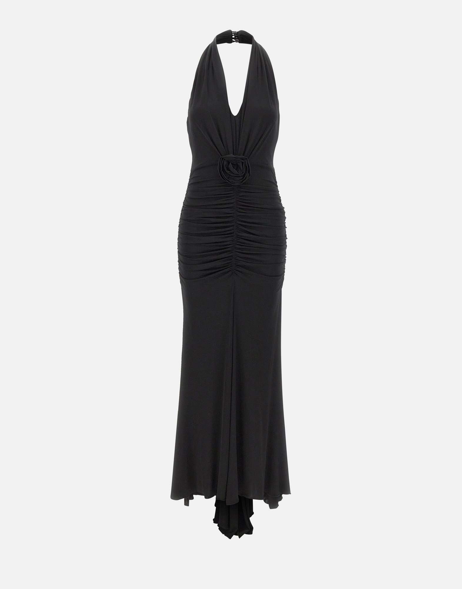 BLUMARINE Abito lungo in jersey lucido con rosa