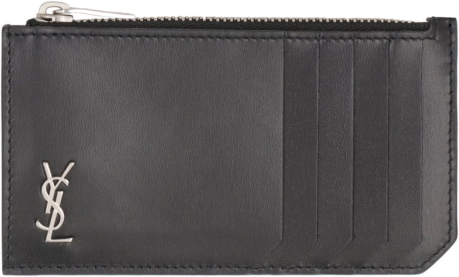 Saint Laurent Portacarte in pelle liscia