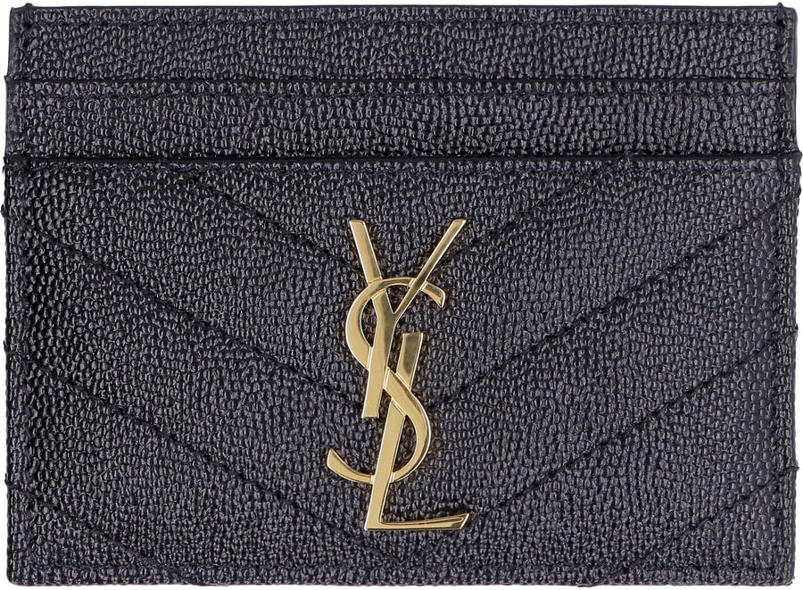 Saint Laurent Portacarte in pelle con logo