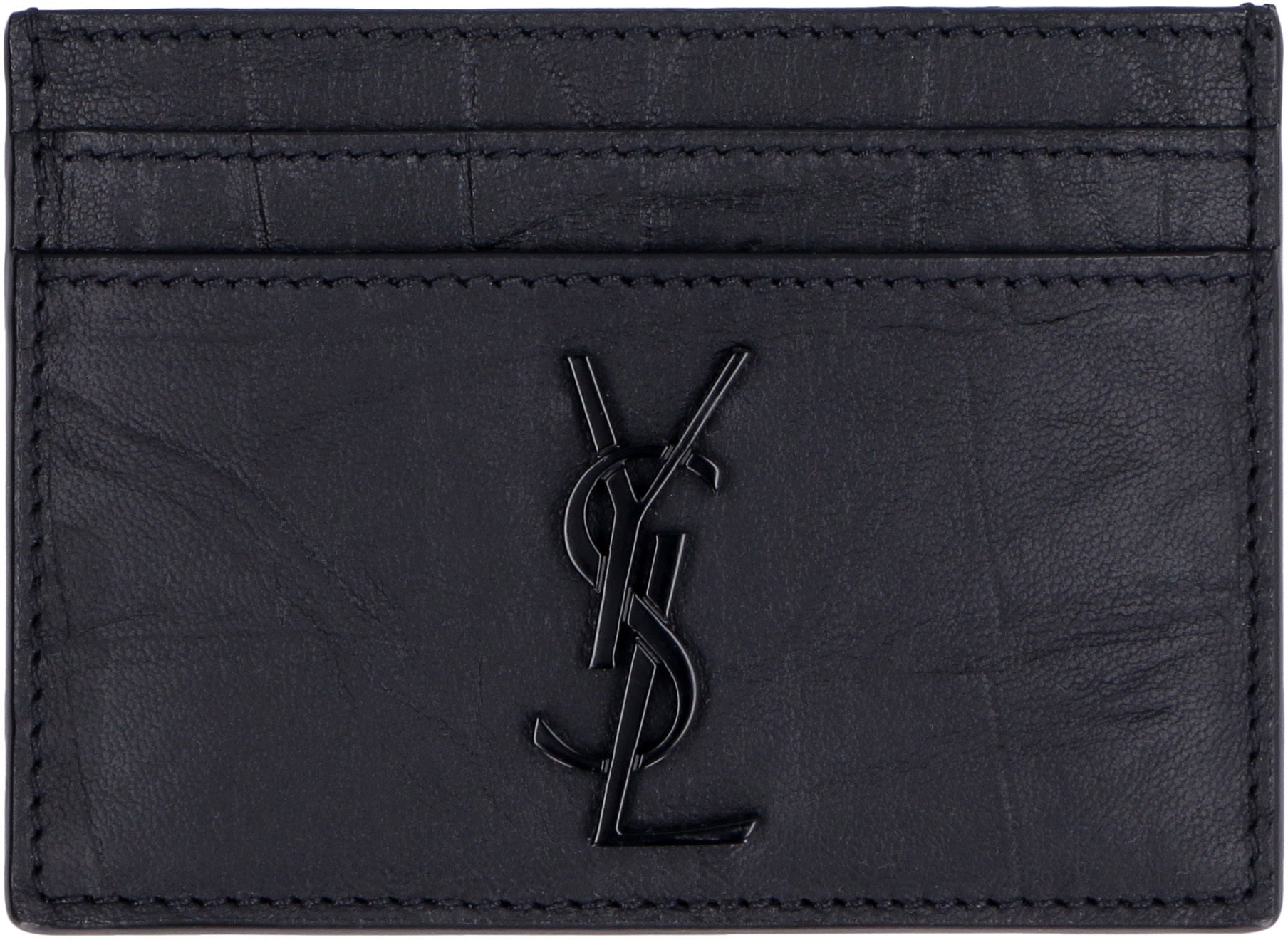 Saint Laurent Portacarte in pelle stampa cocco