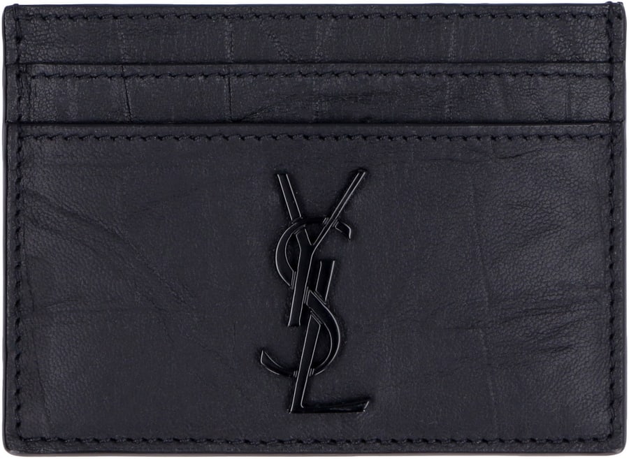 Saint Laurent Portacarte in pelle stampa cocco